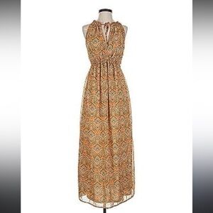 Japna Orange Patterned Maxi Dress